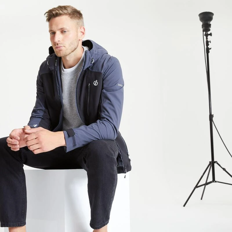 Dare 2b Diluent III Heren Hiking Waterdichte Jas - Zwart Grijs 7 Dare 2b Diluent III Heren Hiking Waterdichte Jas - Zwart Grijs - Afbeelding 5