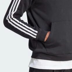 ADIDAS Essentials Fleece 3-Stripes Sweatshirt Met Korte Rits -WarmeK Kleding Winkel essentials fleece 3 stripes sweatshirt met korte rits 4