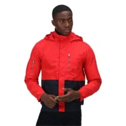 Regatta Heren Feelding Colour Block Waterdichte Bomber Jas (Echt Rood/Zwaar) -WarmeK Kleding Winkel heren feelding colour block waterdichte bomber jas echt roodzwaar 3