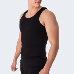 Herenonderhemd Set Van 2 | Naadloze Tanktop | Fijn Ribbenoverhemd | Zwart -WarmeK Kleding Winkel herenonderhemd set van 2 naadloze tanktop fijn ribbenoverhemd zwart 2