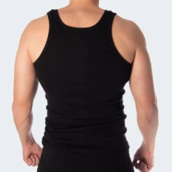 Herenonderhemd Set Van 2 | Naadloze Tanktop | Fijn Ribbenoverhemd | Zwart -WarmeK Kleding Winkel herenonderhemd set van 2 naadloze tanktop fijn ribbenoverhemd zwart 3