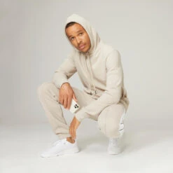 Molton Hoodie Voor Fitness -WarmeK Kleding Winkel lange fitness hoodie voor heren 500 warm vlasbeige 2