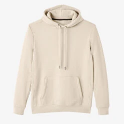 Molton Hoodie Voor Fitness -WarmeK Kleding Winkel lange fitness hoodie voor heren 500 warm vlasbeige 8