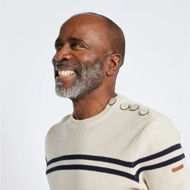 Tribord Schipperstrui Voor Heren Beige Met Blauwe Strepen 6 Tribord Schipperstrui Voor Heren Beige Met Blauwe Strepen - Afbeelding 4