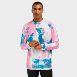 Thermisch Ondershirt Wintersport SIROKO Slush Watercolor Kauwgom Roze Heren