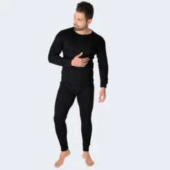 Thermoset Heren | Thermoshirt + Thermobroek | Zwart -WarmeK Kleding Winkel thermoset heren thermoshirt thermobroek zwart 1