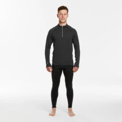 WEDZE Thermoshirt Voor Skiën Heren 500 1/2 Rits -WarmeK Kleding Winkel thermoshirt voor skien heren bl 500 12 rits donkergrijs 2
